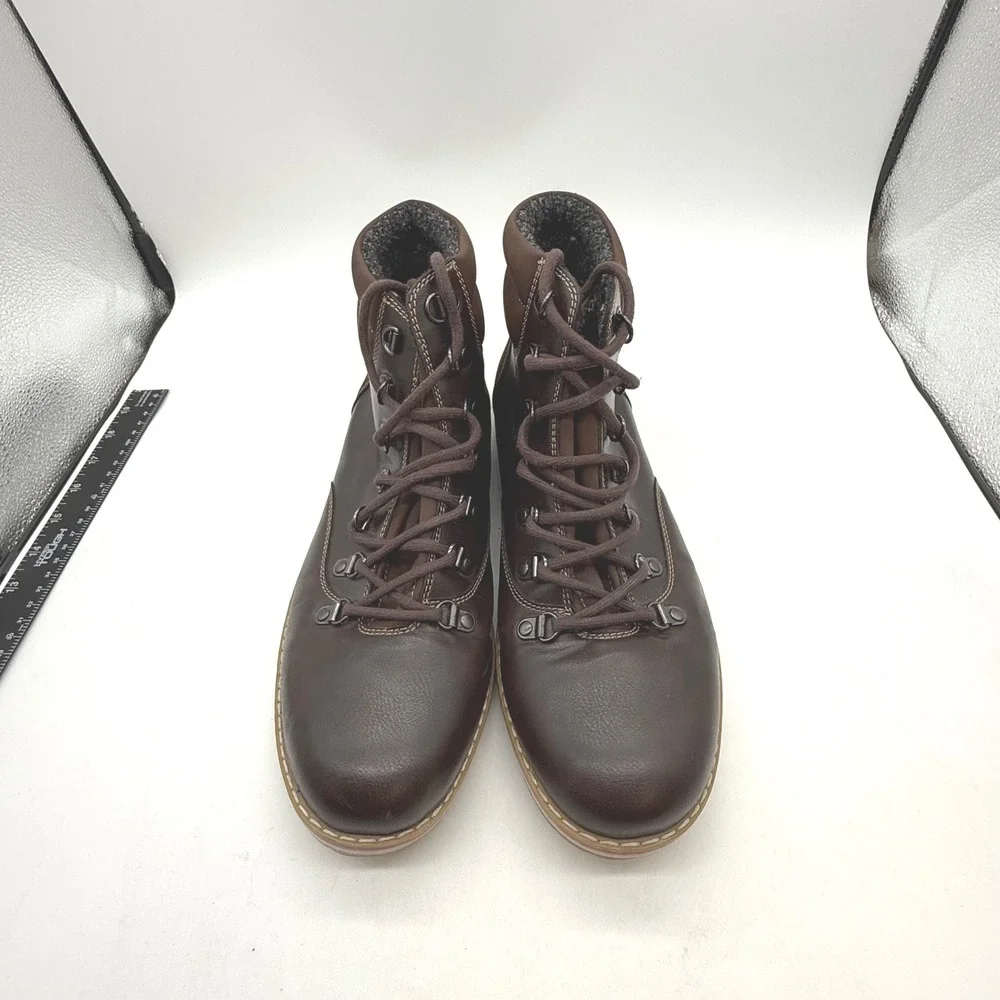 J.Ferrar Mens Brown Leather Lace Up‎ Hiking Boots Size 11M gorpcore